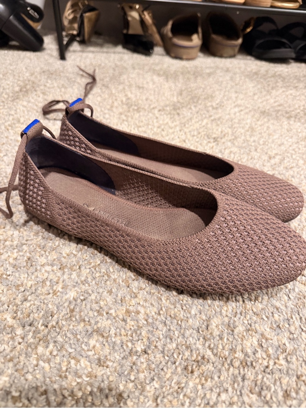 Rothy’s brown round toe lace up flats - Picture 2 of 4